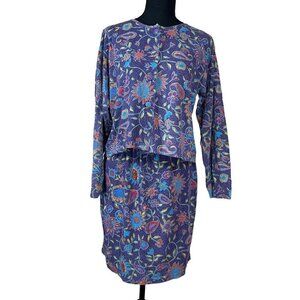 Passport Vintage Purple Paisley Cotton Skirt Set Size M
